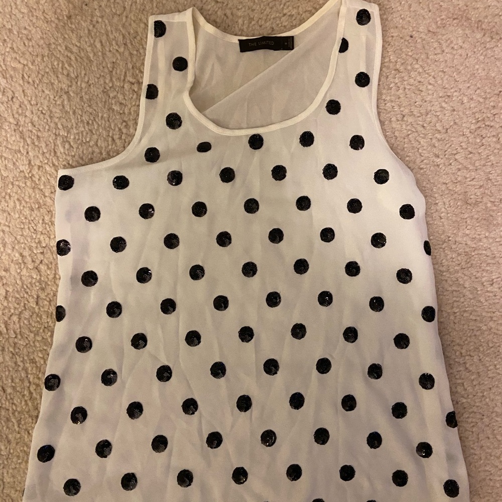 Black and white polka dot top